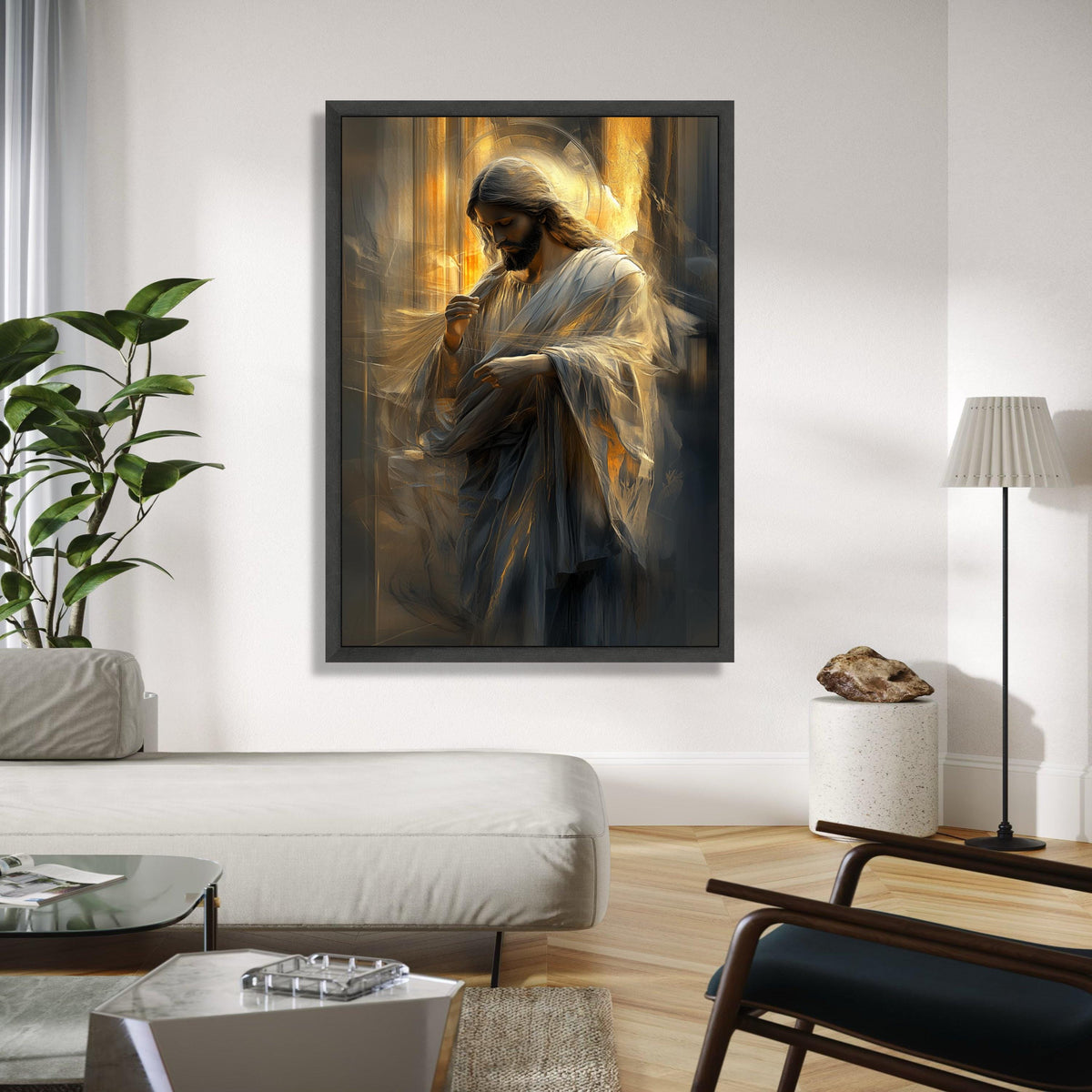 Serene Jesus Christ Canvas Wall Art, Spiritual Religious Decor, Inspirational Christian Canvas, Divine Light Gift Art, Home Decor, Print