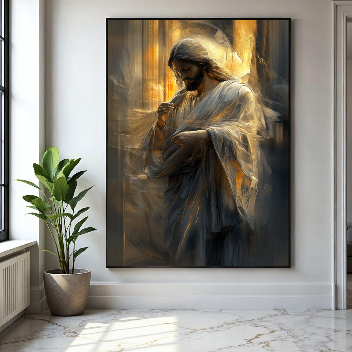 Serene Jesus Christ Canvas Wall Art, Spiritual Religious Decor, Inspirational Christian Canvas, Divine Light Gift Art, Home Decor, Print