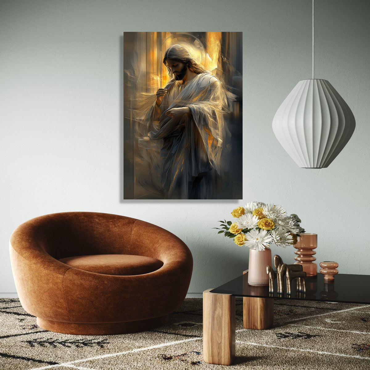 Serene Jesus Christ Canvas Wall Art, Spiritual Religious Decor, Inspirational Christian Canvas, Divine Light Gift Art, Home Decor, Print