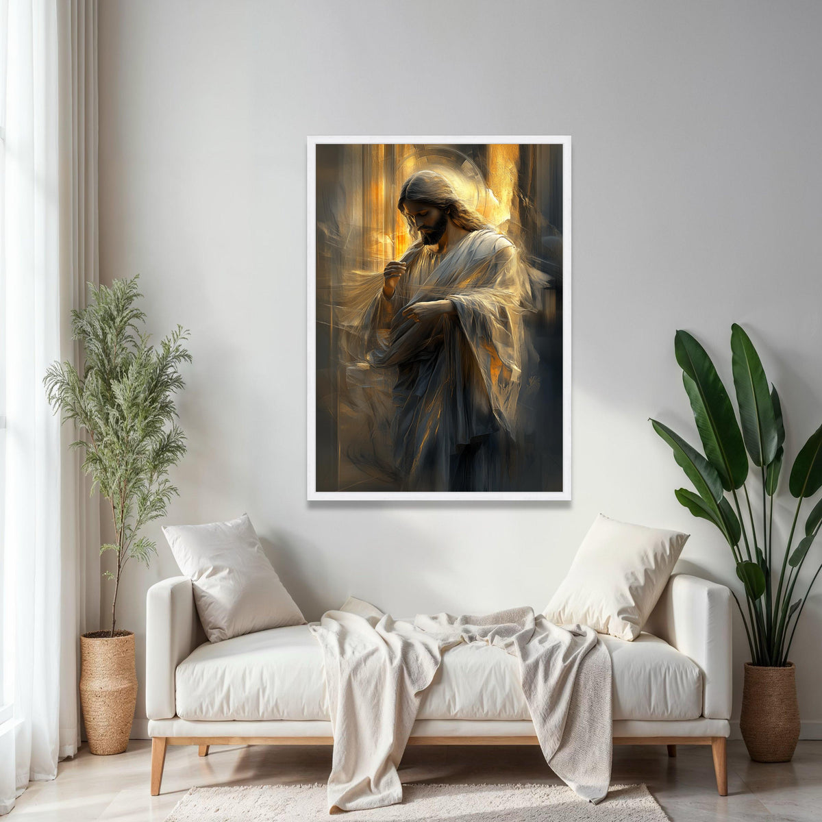 Serene Jesus Christ Canvas Wall Art, Spiritual Religious Decor, Inspirational Christian Canvas, Divine Light Gift Art, Home Decor, Print