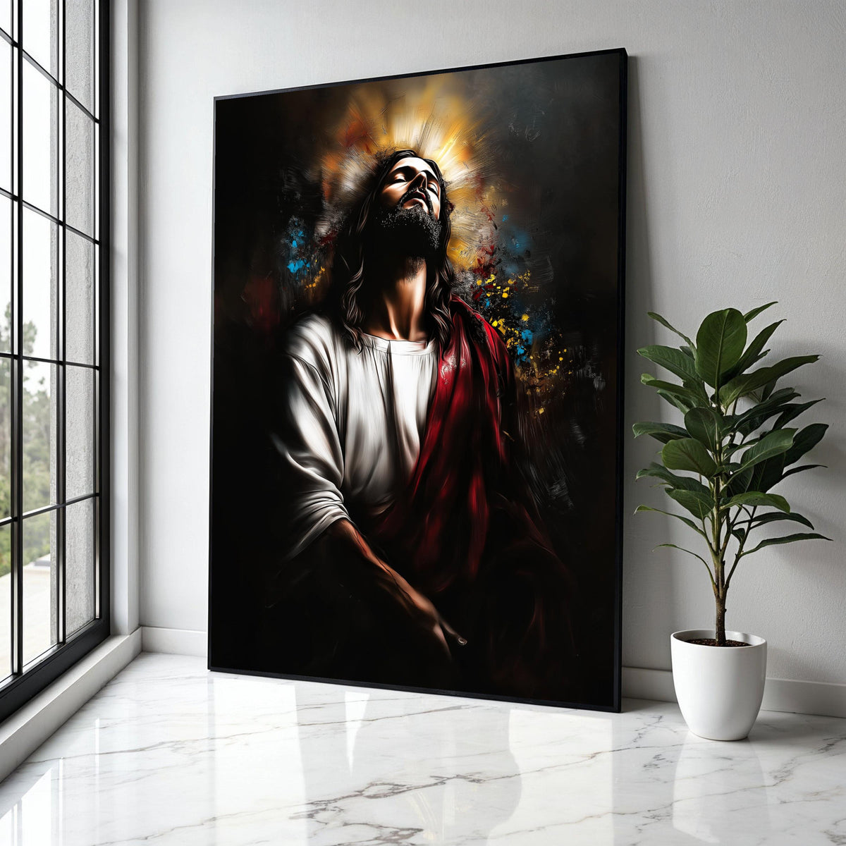 Spiritual Jesus Christ Portrait Canvas, Religious Wall Art, Christian Faith Decor, Prayer and Devotion Painting, Gift Art, Home Decor, Print