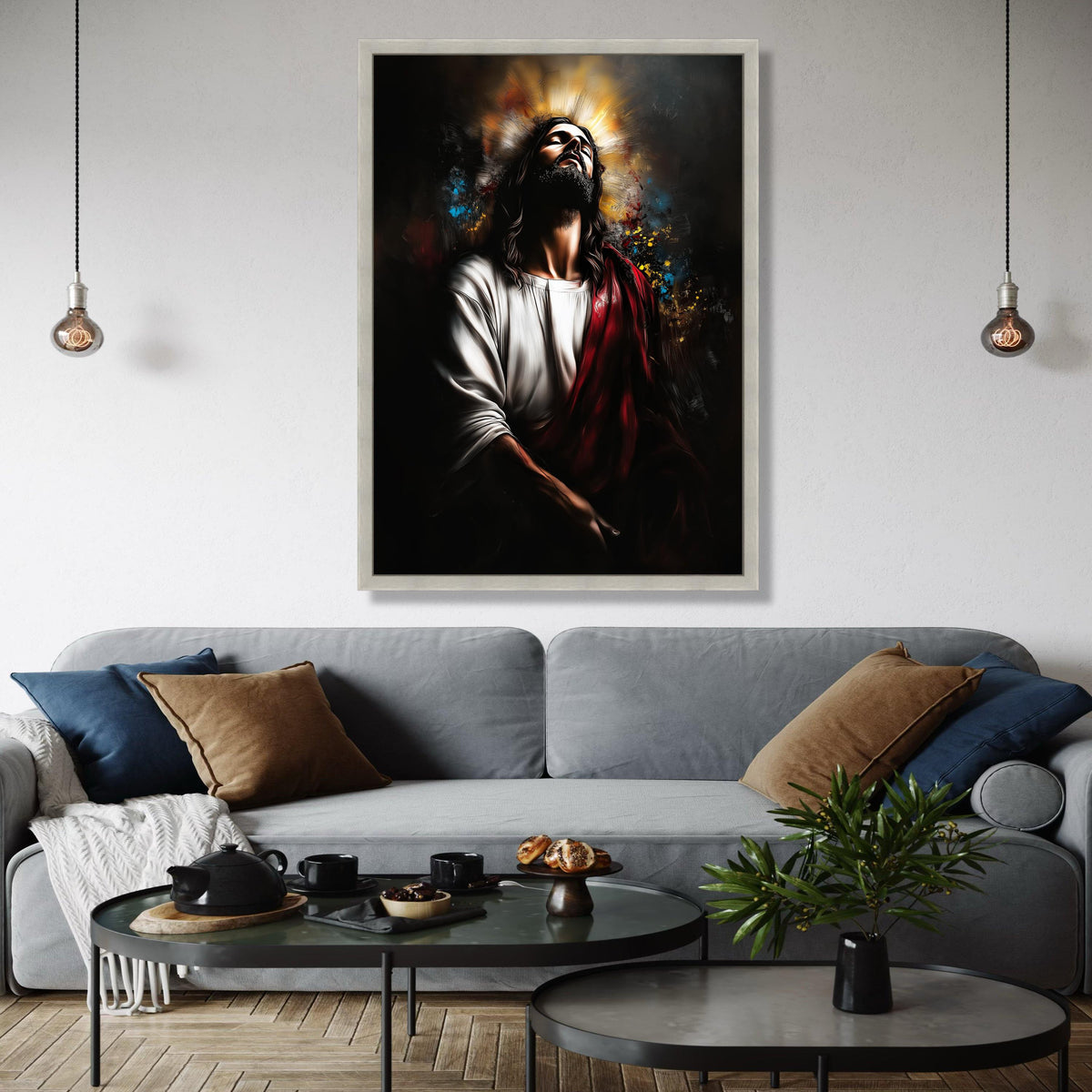 Spiritual Jesus Christ Portrait Canvas, Religious Wall Art, Christian Faith Decor, Prayer and Devotion Painting, Gift Art, Home Decor, Print