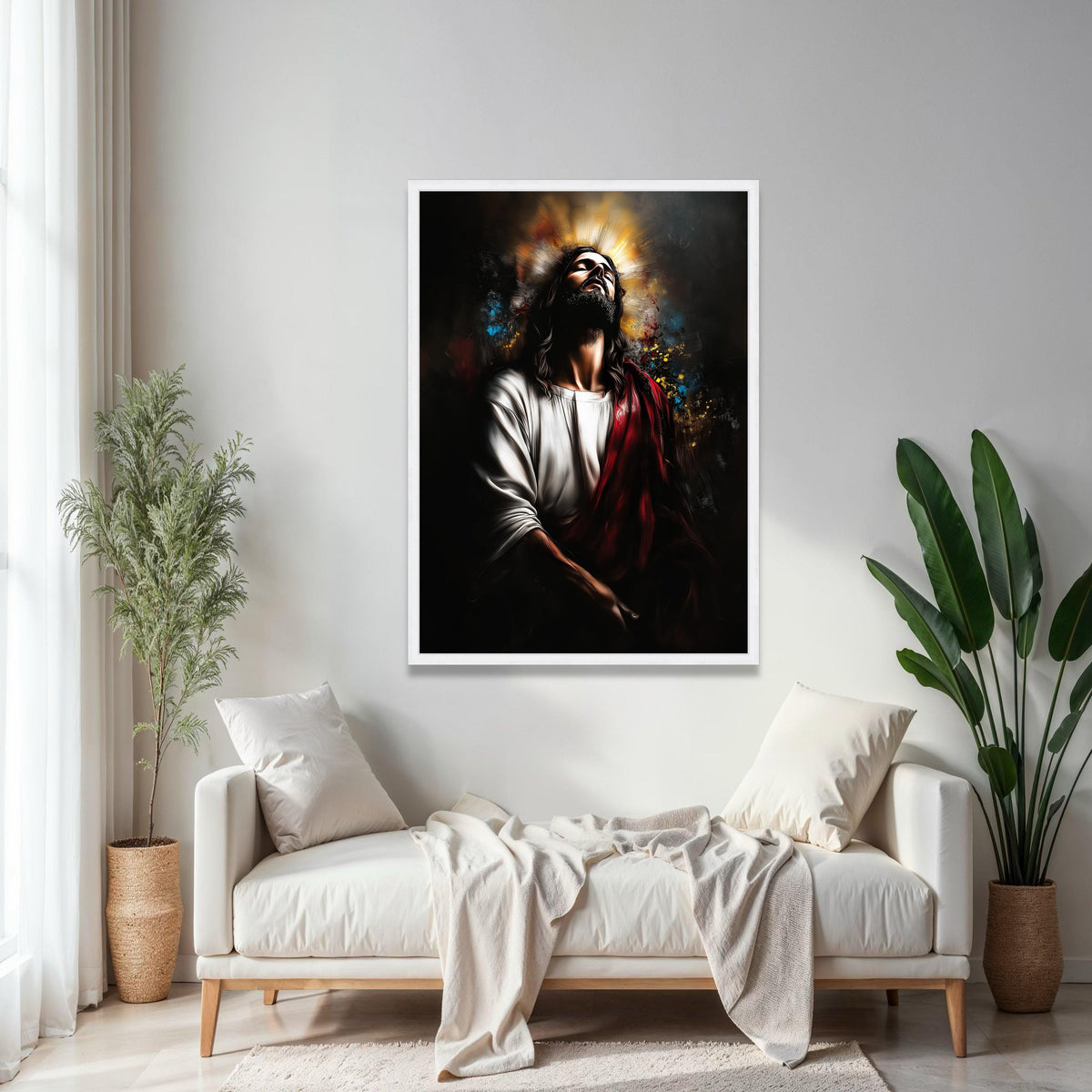 Spiritual Jesus Christ Portrait Canvas, Religious Wall Art, Christian Faith Decor, Prayer and Devotion Painting, Gift Art, Home Decor, Print