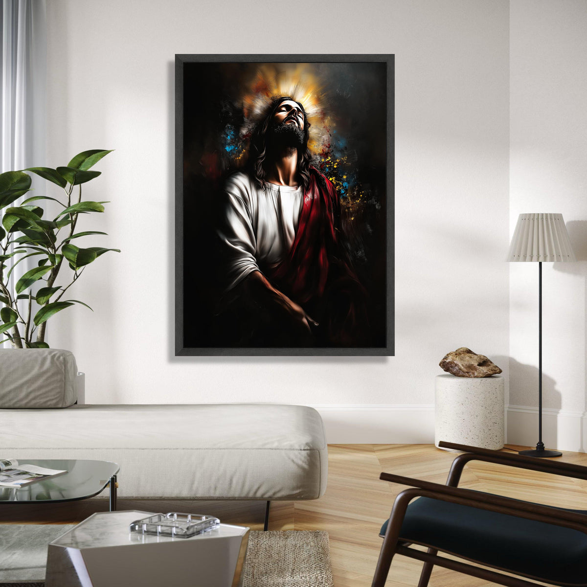 Spiritual Jesus Christ Portrait Canvas, Religious Wall Art, Christian Faith Decor, Prayer and Devotion Painting, Gift Art, Home Decor, Print