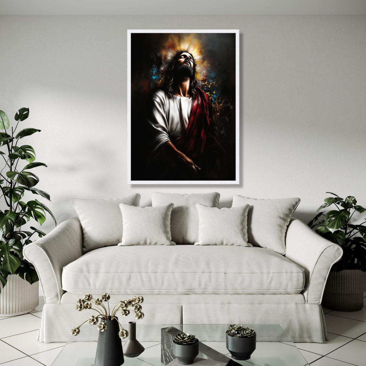 Spiritual Jesus Christ Portrait Canvas, Religious Wall Art, Christian Faith Decor, Prayer and Devotion Painting, Gift Art, Home Decor, Print