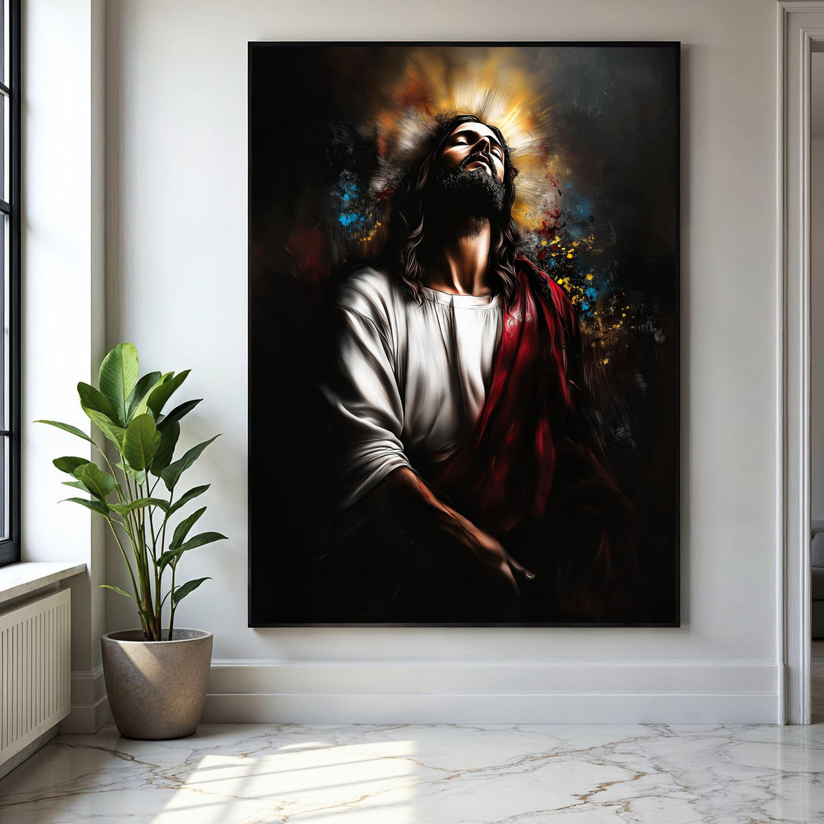 Spiritual Jesus Christ Portrait Canvas, Religious Wall Art, Christian Faith Decor, Prayer and Devotion Painting, Gift Art, Home Decor, Print