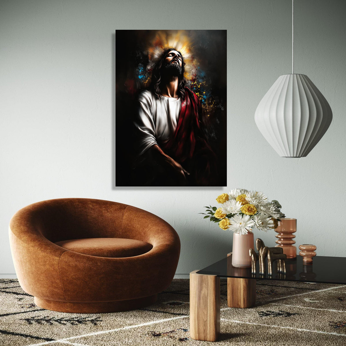 Spiritual Jesus Christ Portrait Canvas, Religious Wall Art, Christian Faith Decor, Prayer and Devotion Painting, Gift Art, Home Decor, Print