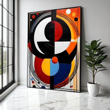 Modern Abstract Geometric Canvas, Bold Colorful Wall Art, Circular Design Canvas, Contemporary Home Decor, Ready Gift Art, Home Decor, Print