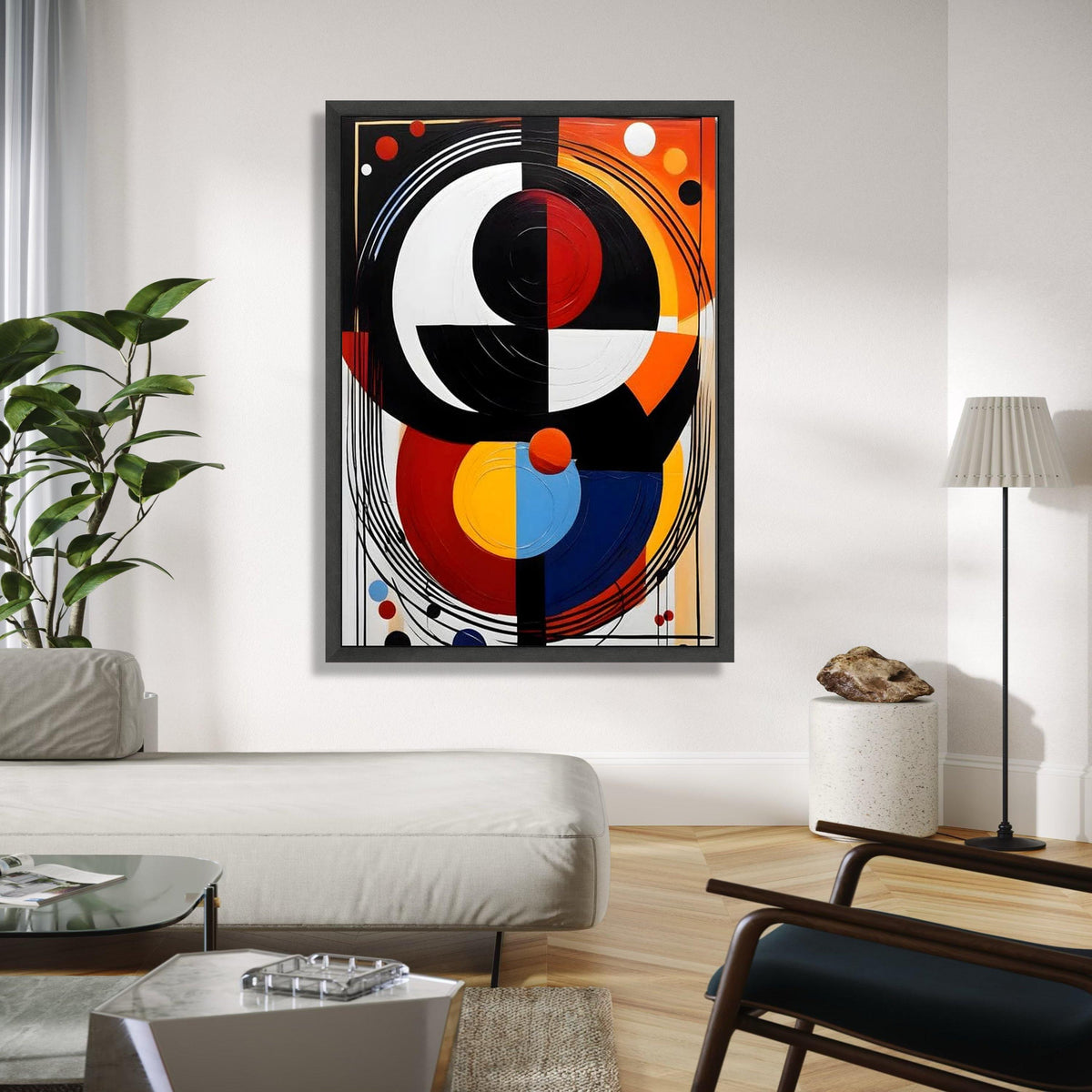 Modern Abstract Geometric Canvas, Bold Colorful Wall Art, Circular Design Canvas, Contemporary Home Decor, Ready Gift Art, Home Decor, Print