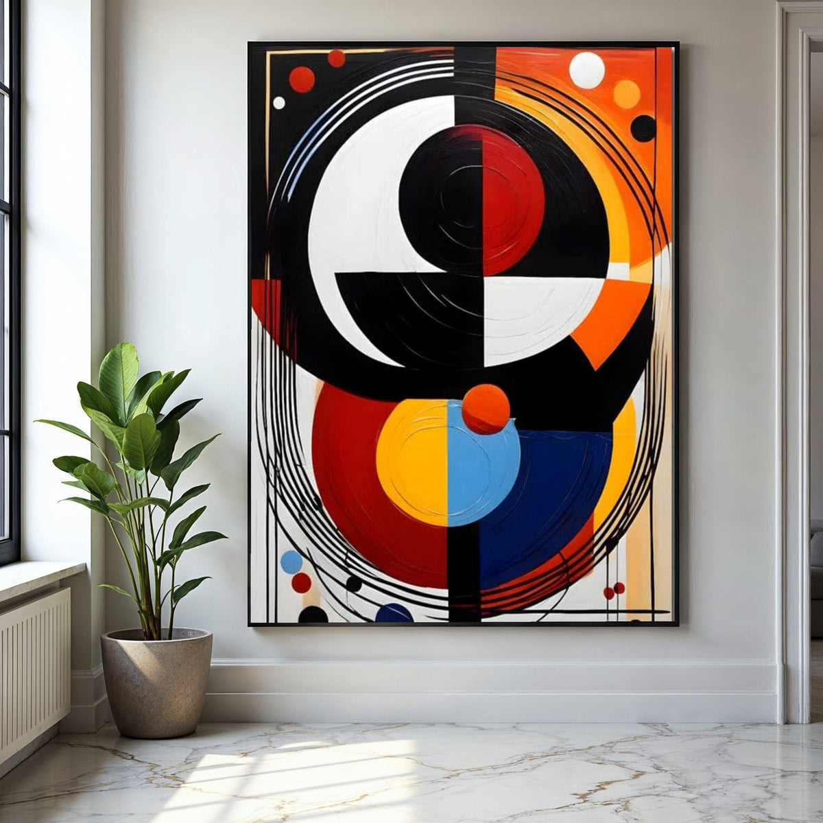 Modern Abstract Geometric Canvas, Bold Colorful Wall Art, Circular Design Canvas, Contemporary Home Decor, Ready Gift Art, Home Decor, Print