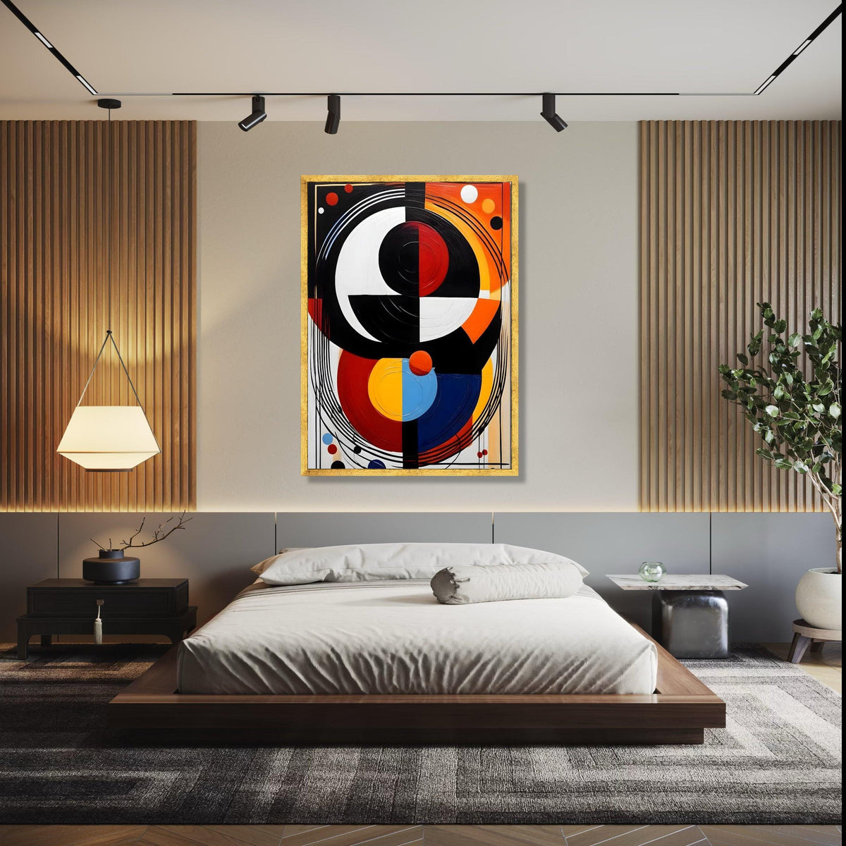 Modern Abstract Geometric Canvas, Bold Colorful Wall Art, Circular Design Canvas, Contemporary Home Decor, Ready Gift Art, Home Decor, Print