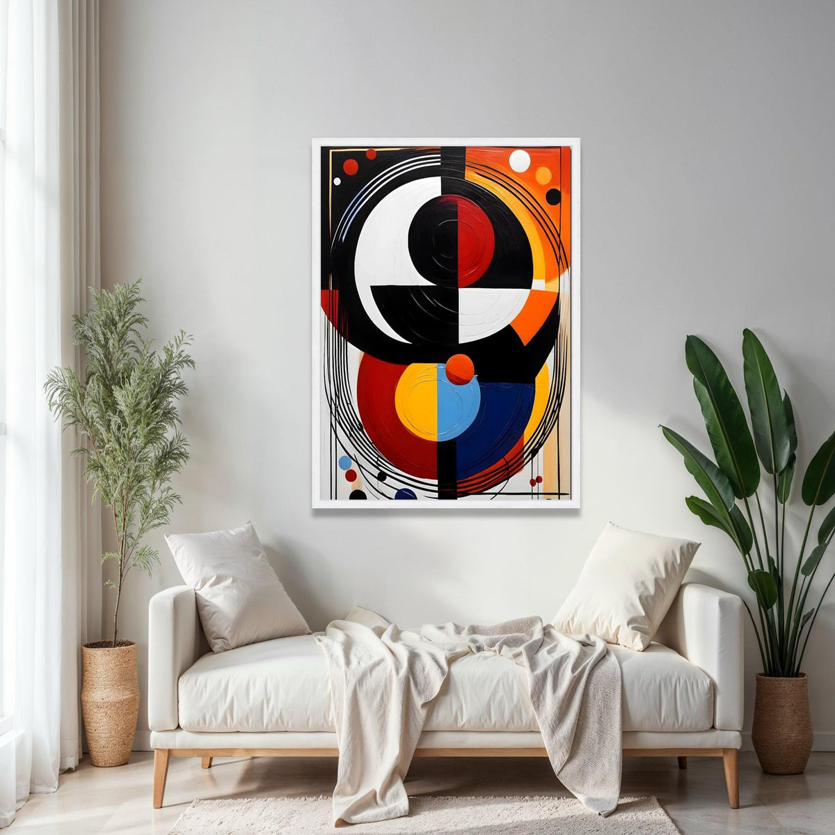 Modern Abstract Geometric Canvas, Bold Colorful Wall Art, Circular Design Canvas, Contemporary Home Decor, Ready Gift Art, Home Decor, Print
