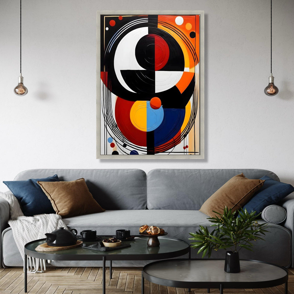 Modern Abstract Geometric Canvas, Bold Colorful Wall Art, Circular Design Canvas, Contemporary Home Decor, Ready Gift Art, Home Decor, Print
