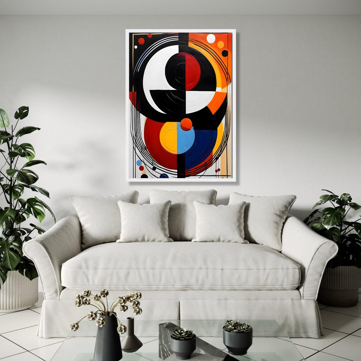 Modern Abstract Geometric Canvas, Bold Colorful Wall Art, Circular Design Canvas, Contemporary Home Decor, Ready Gift Art, Home Decor, Print