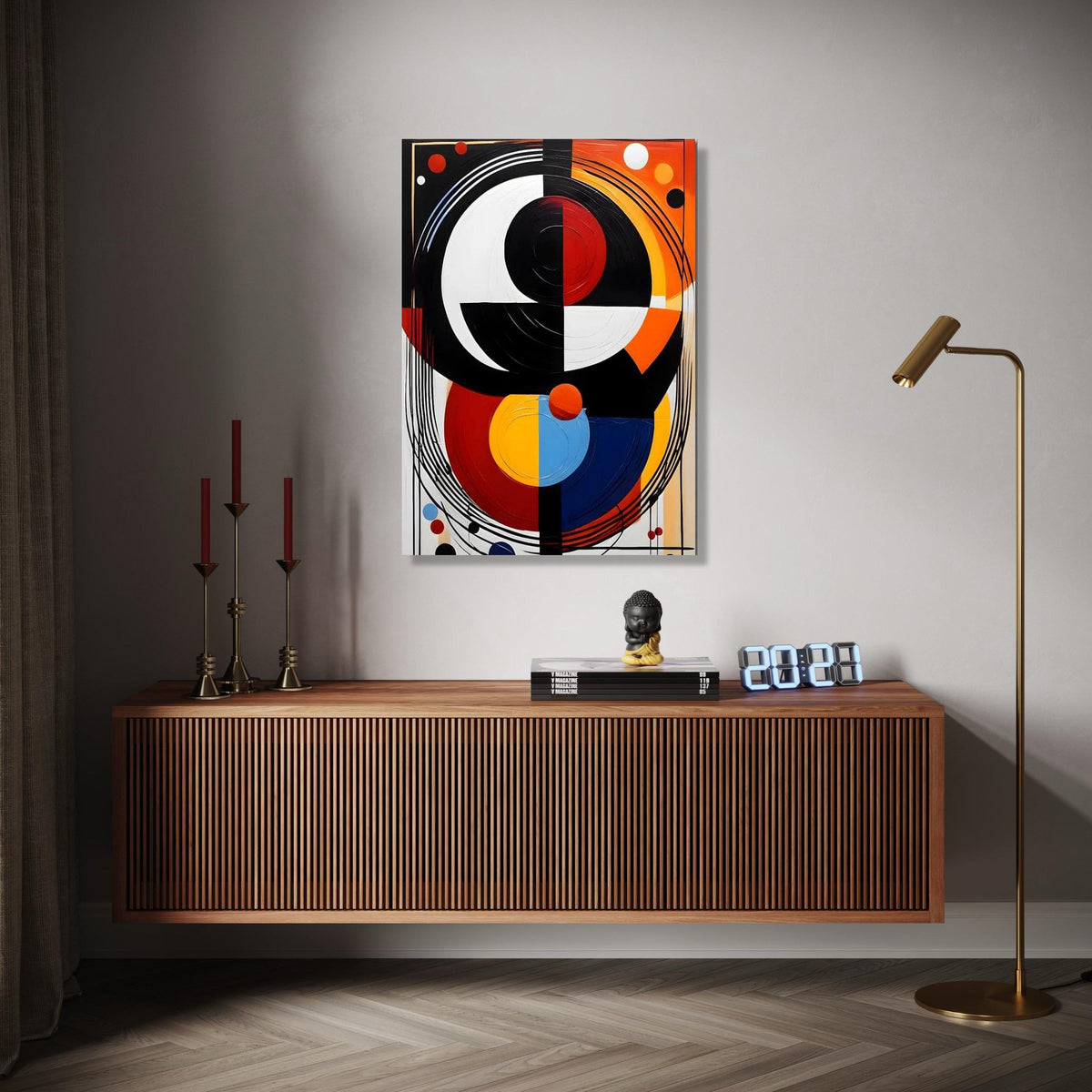 Modern Abstract Geometric Canvas, Bold Colorful Wall Art, Circular Design Canvas, Contemporary Home Decor, Ready Gift Art, Home Decor, Print