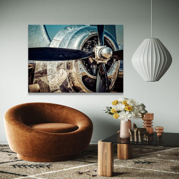Vintage Airplane Propeller Canvas, Retro Aircraft Metal Wall Art, Industrial Aviation Decor, Classic Plane Gift Art, Home Decor, Print