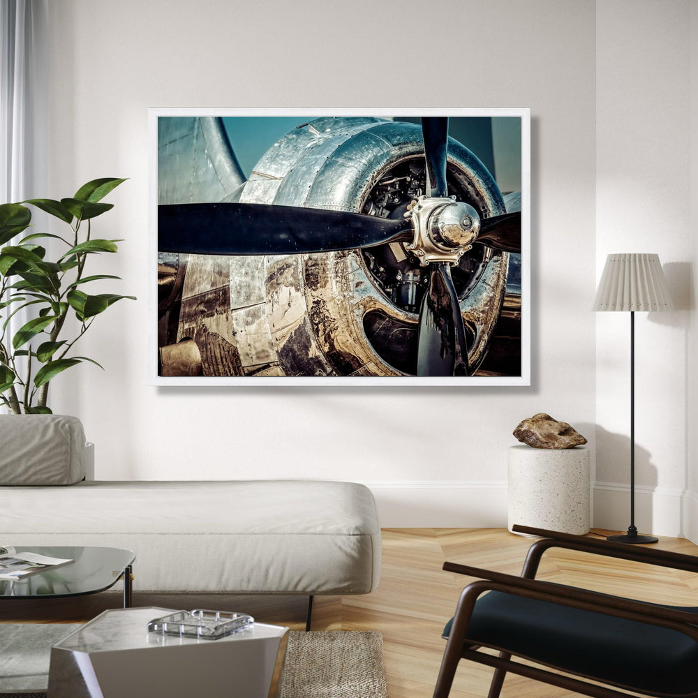 Vintage Airplane Propeller Canvas, Retro Aircraft Metal Wall Art, Industrial Aviation Decor, Classic Plane Gift Art, Home Decor, Print