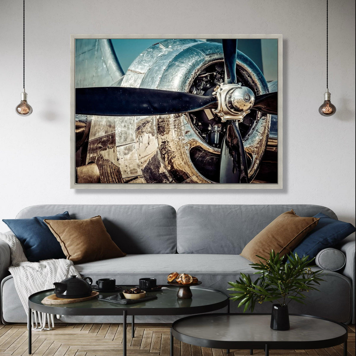 Vintage Airplane Propeller Canvas, Retro Aircraft Metal Wall Art, Industrial Aviation Decor, Classic Plane Gift Art, Home Decor, Print