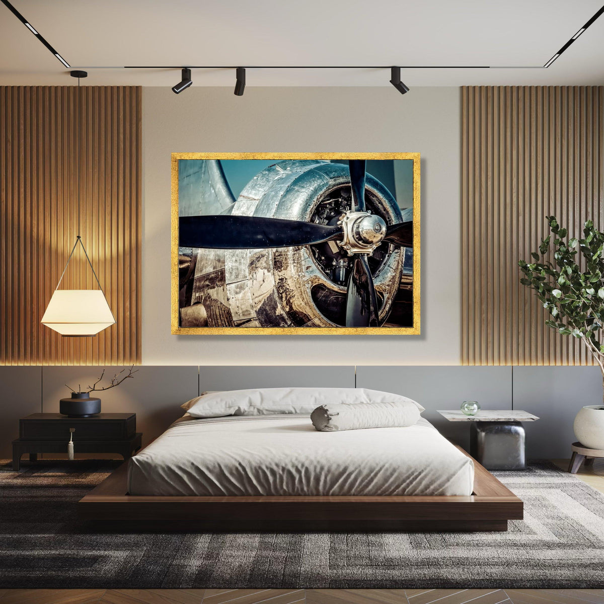 Vintage Airplane Propeller Canvas, Retro Aircraft Metal Wall Art, Industrial Aviation Decor, Classic Plane Gift Art, Home Decor, Print