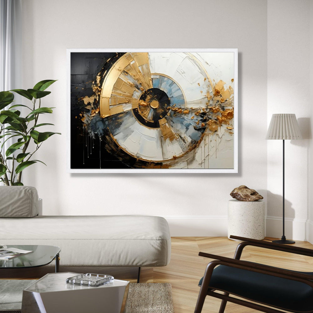 Modern Abstract Spiral Canvas Wall Art, Gold and Black Paint, Contemporary Home Decor, Geometric Luxury Canvas, Gift Art, Home Decor, Print