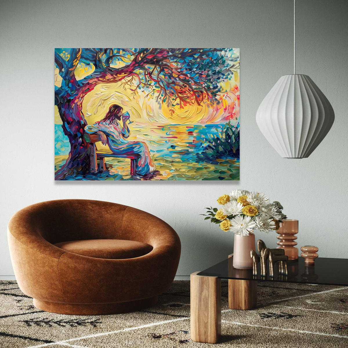 Jesus by the Water Canvas, Abstract Religious Wall Art, Colorful Spiritual Painting, Christian Home Decor, Gift Art, Home Decor, Print
