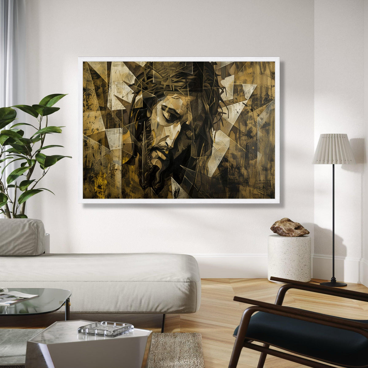 Abstract Jesus Christ Canvas Wall Art, Religious Cubist Painting, Spiritual Home Decor, Contemporary Christian Gift Art, Home Decor, Print