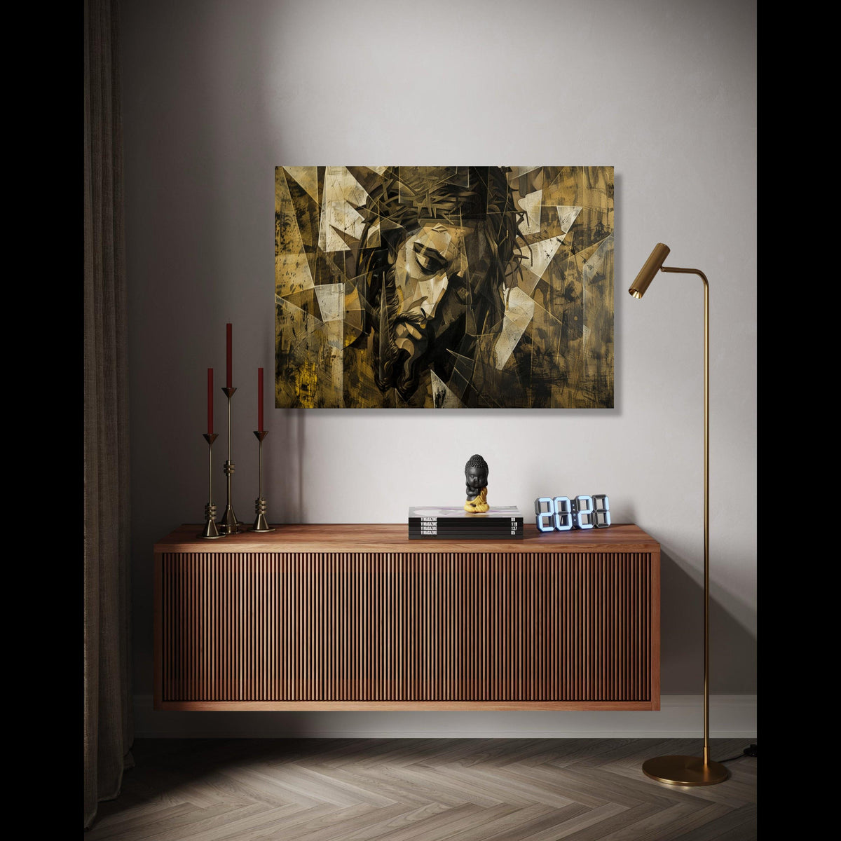 Abstract Jesus Christ Canvas Wall Art, Religious Cubist Painting, Spiritual Home Decor, Contemporary Christian Gift Art, Home Decor, Print
