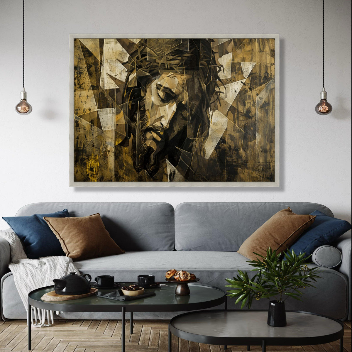 Abstract Jesus Christ Canvas Wall Art, Religious Cubist Painting, Spiritual Home Decor, Contemporary Christian Gift Art, Home Decor, Print