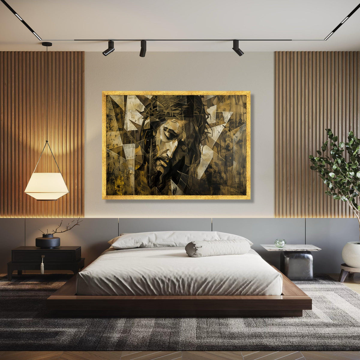 Abstract Jesus Christ Canvas Wall Art, Religious Cubist Painting, Spiritual Home Decor, Contemporary Christian Gift Art, Home Decor, Print