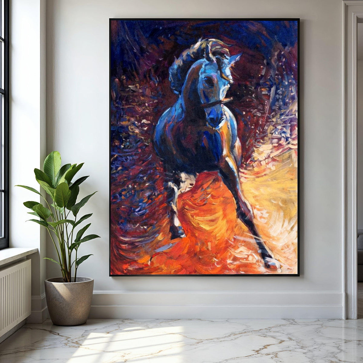 Dynamic Running Horse Canvas Wall Art, Abstract Animal Painting, Vibrant Equestrian Decor, Colorful Gift Art, Home Decor, Print