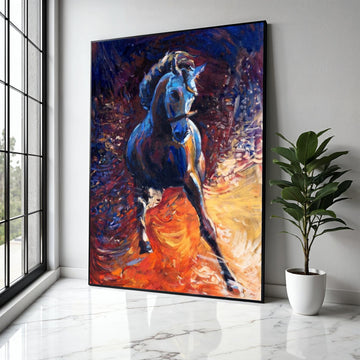 Dynamic Running Horse Canvas Wall Art, Abstract Animal Painting, Vibrant Equestrian Decor, Colorful Gift Art, Home Decor, Print