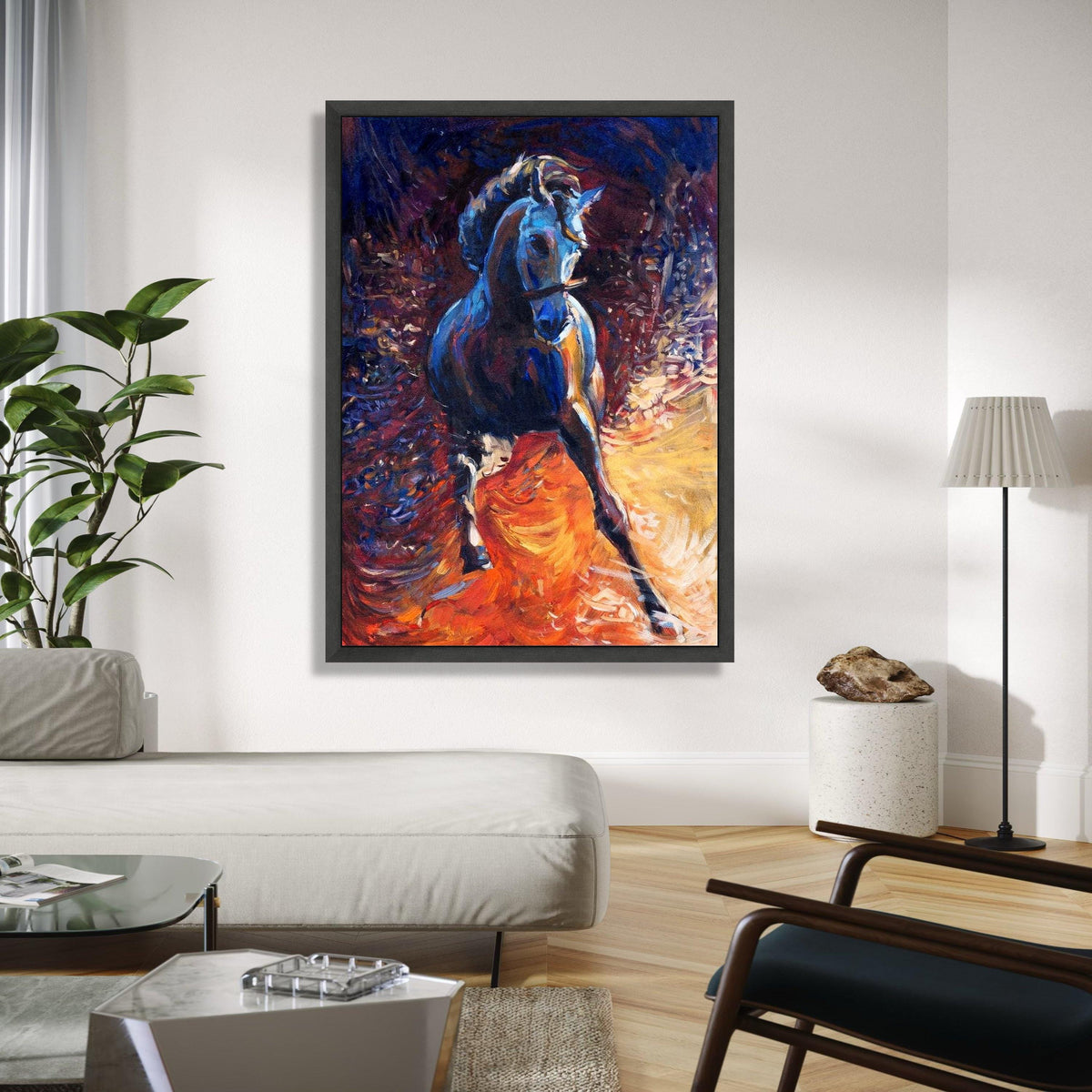 Dynamic Running Horse Canvas Wall Art, Abstract Animal Painting, Vibrant Equestrian Decor, Colorful Gift Art, Home Decor, Print