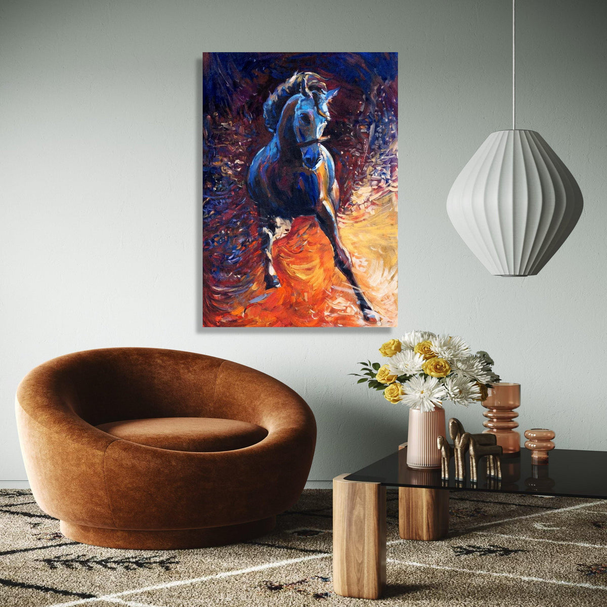 Dynamic Running Horse Canvas Wall Art, Abstract Animal Painting, Vibrant Equestrian Decor, Colorful Gift Art, Home Decor, Print