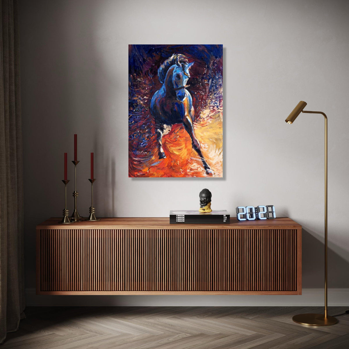 Dynamic Running Horse Canvas Wall Art, Abstract Animal Painting, Vibrant Equestrian Decor, Colorful Gift Art, Home Decor, Print