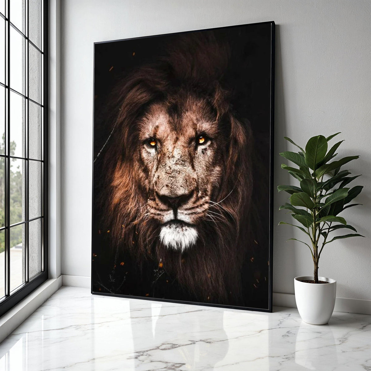 Majestic Lion Portrait Canvas Wall Art, Fierce Wildlife Animal Print, Safari Home Decor, Powerful Wild Cat Gift Art, Home Decor, Print