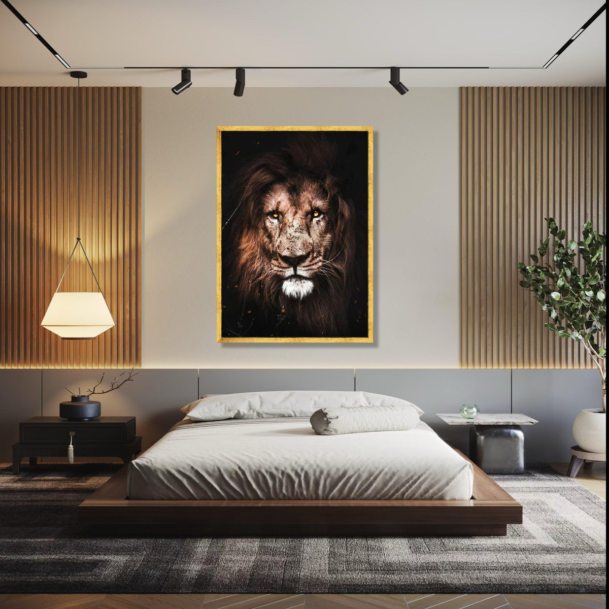 Majestic Lion Portrait Canvas Wall Art, Fierce Wildlife Animal Print, Safari Home Decor, Powerful Wild Cat Gift Art, Home Decor, Print