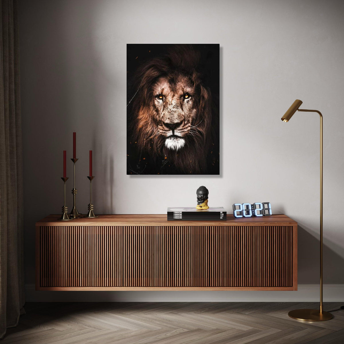 Majestic Lion Portrait Canvas Wall Art, Fierce Wildlife Animal Print, Safari Home Decor, Powerful Wild Cat Gift Art, Home Decor, Print