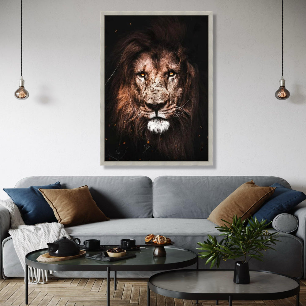 Majestic Lion Portrait Canvas Wall Art, Fierce Wildlife Animal Print, Safari Home Decor, Powerful Wild Cat Gift Art, Home Decor, Print