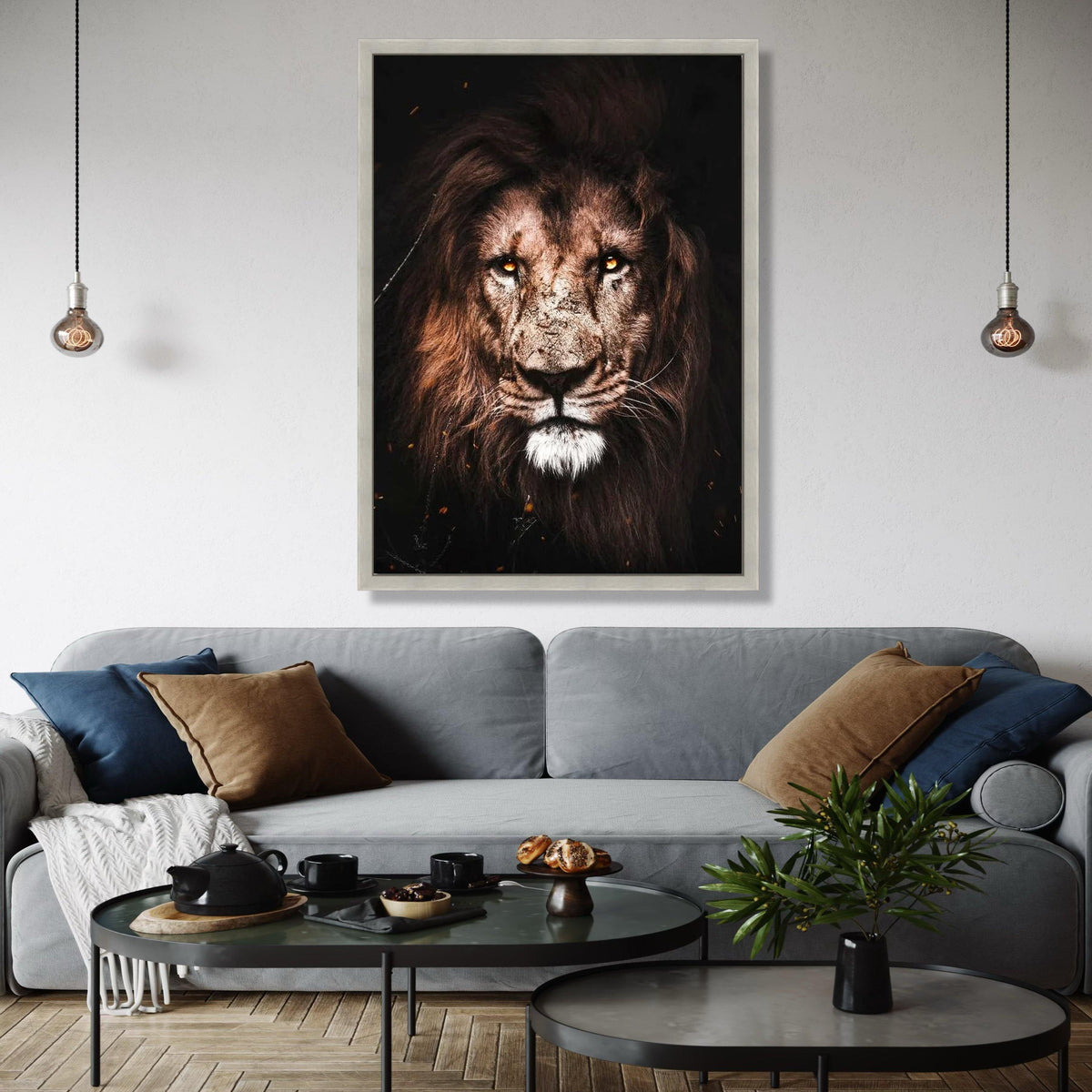 Majestic Lion Portrait Canvas Wall Art, Fierce Wildlife Animal Print, Safari Home Decor, Powerful Wild Cat Gift Art, Home Decor, Print