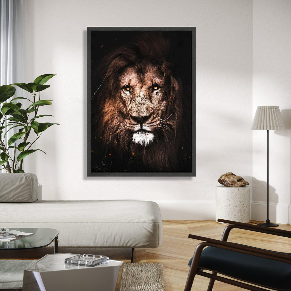 Majestic Lion Portrait Canvas Wall Art, Fierce Wildlife Animal Print, Safari Home Decor, Powerful Wild Cat Gift Art, Home Decor, Print