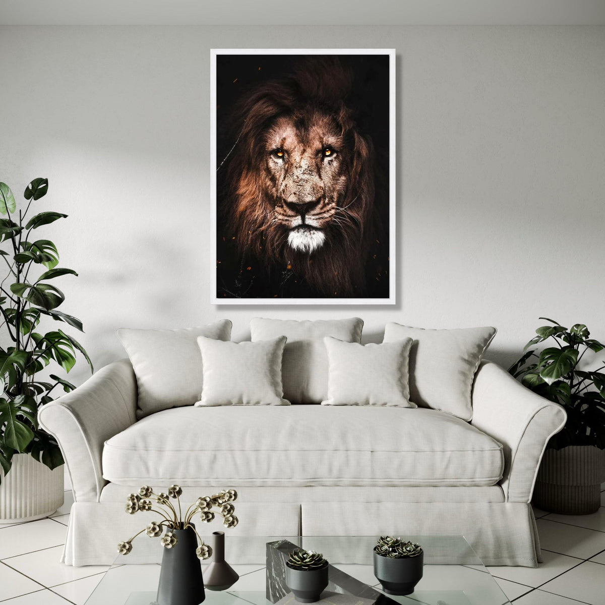 Majestic Lion Portrait Canvas Wall Art, Fierce Wildlife Animal Print, Safari Home Decor, Powerful Wild Cat Gift Art, Home Decor, Print