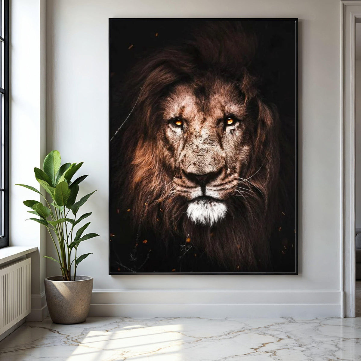Majestic Lion Portrait Canvas Wall Art, Fierce Wildlife Animal Print, Safari Home Decor, Powerful Wild Cat Gift Art, Home Decor, Print