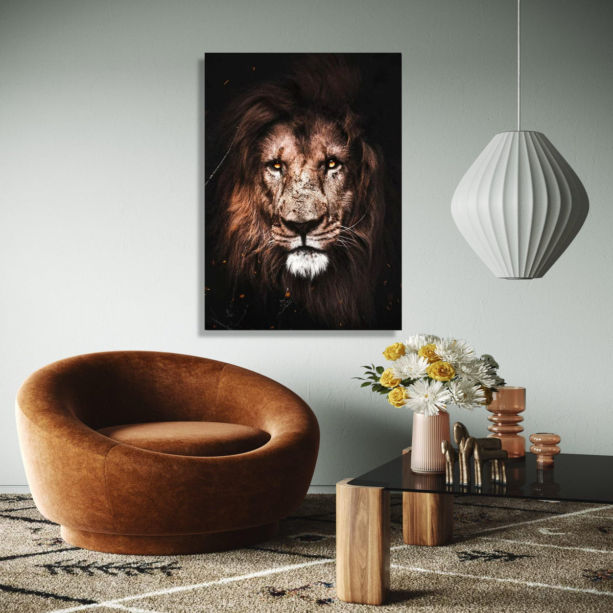 Majestic Lion Portrait Canvas Wall Art, Fierce Wildlife Animal Print, Safari Home Decor, Powerful Wild Cat Gift Art, Home Decor, Print