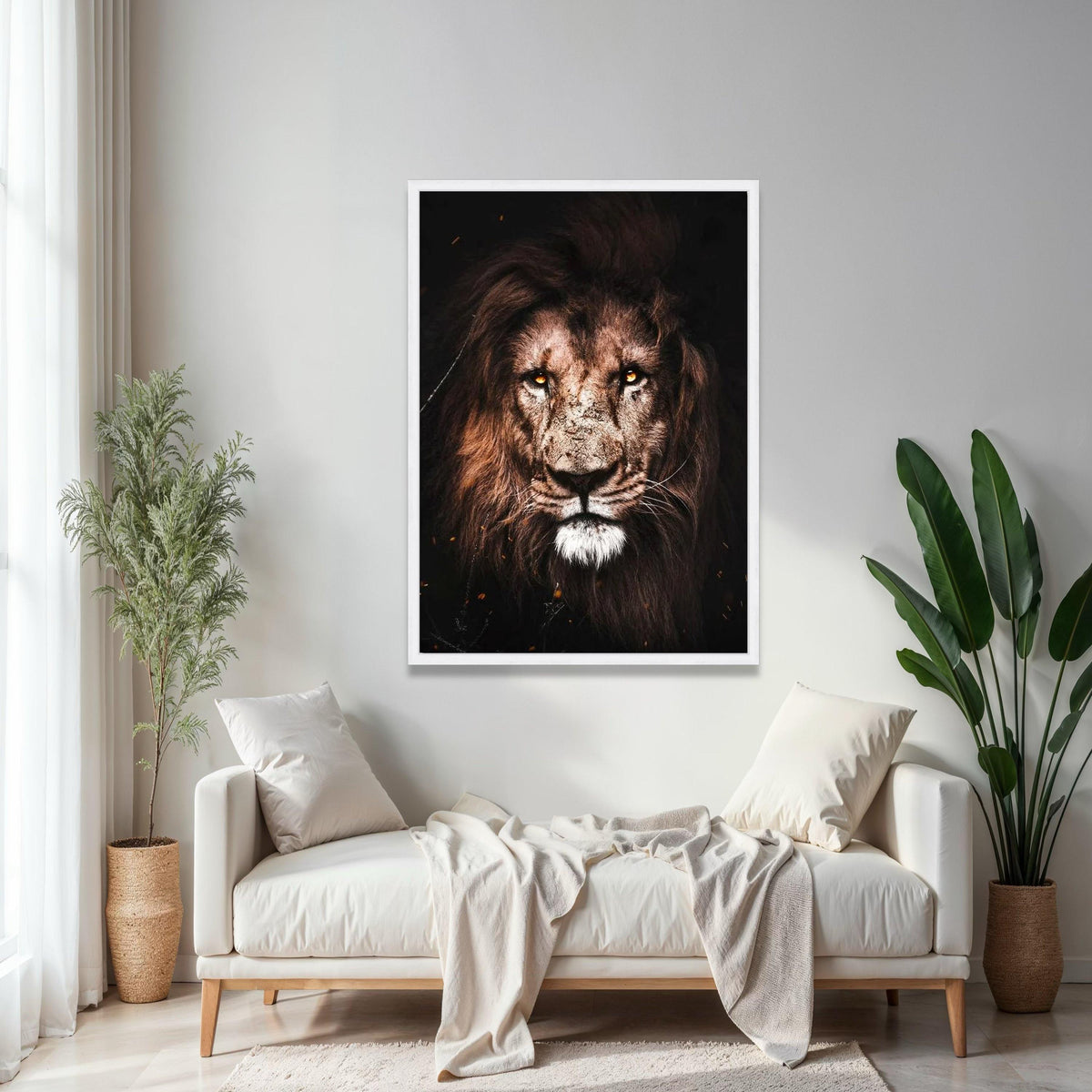 Majestic Lion Portrait Canvas Wall Art, Fierce Wildlife Animal Print, Safari Home Decor, Powerful Wild Cat Gift Art, Home Decor, Print