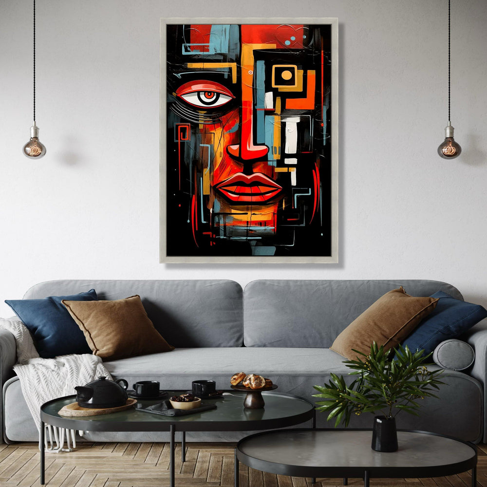 Abstract Modern Face Art, Geometric Expression Canvas, Bold Colorful Wall Art, Contemporary Portrait Decoration, Gift Art, Home Decor, Print
