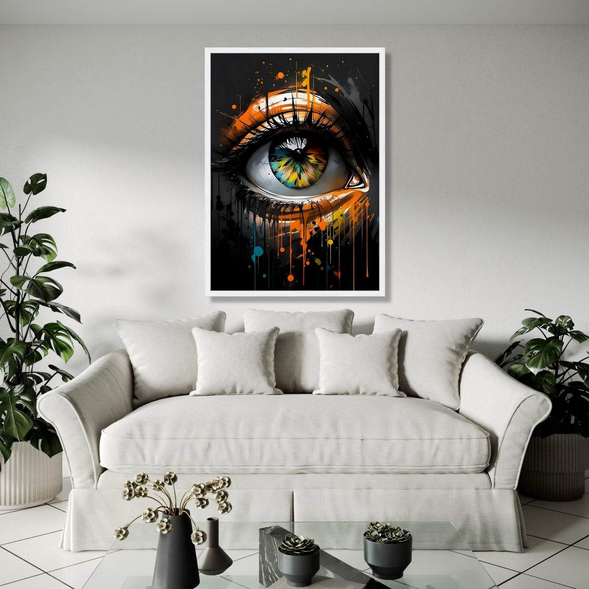 Abstract Eye Canvas Wall Art, Colorful Eye Painting, Modern Drip Art Decor, Contemporary Home Decoration, Gift Art, Home Decor, Print