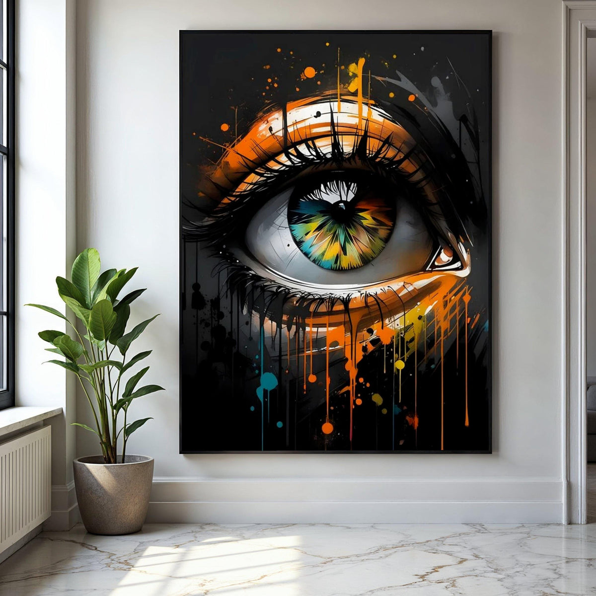Abstract Eye Canvas Wall Art, Colorful Eye Painting, Modern Drip Art Decor, Contemporary Home Decoration, Gift Art, Home Decor, Print