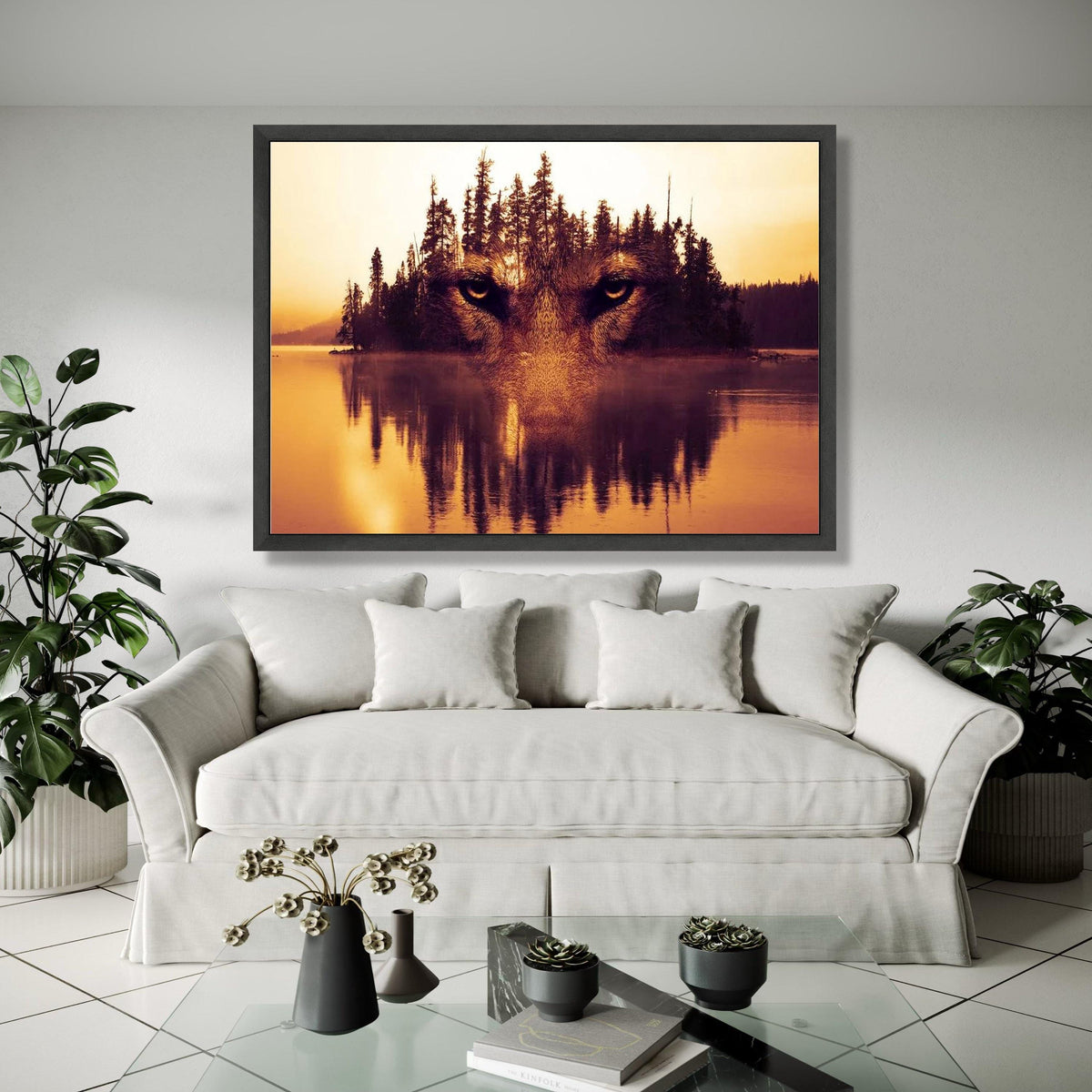 Majestic Wolf Face, Double Exposure Forest Canvas, Nature Reflection Wall Art, Wildlife Canvas Decor, Mystical Gift Art, Home Decor, Print
