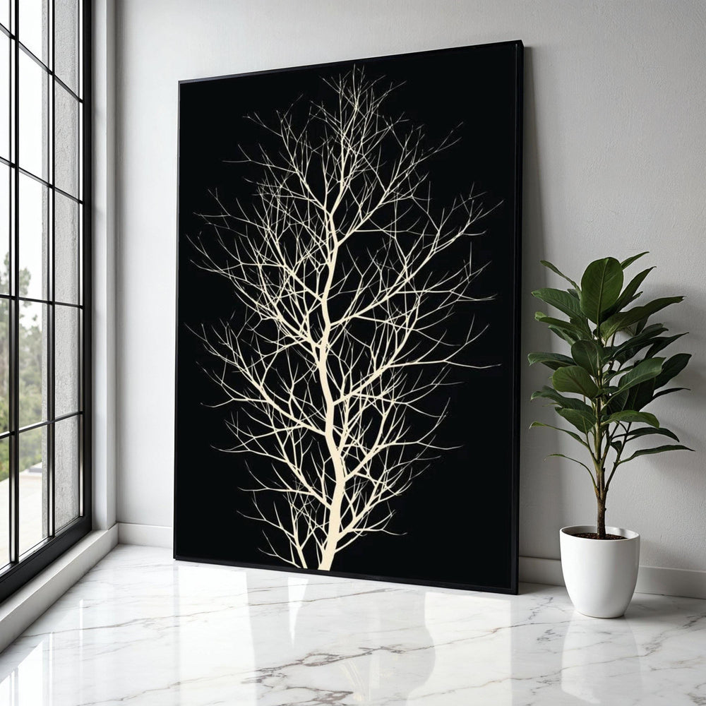Elegant Bare Tree Silhouette Canvas, Minimalist Black and White Wall Art, Modern Nature Decor, Botanical Branch Gift Art, Home Decor, Print