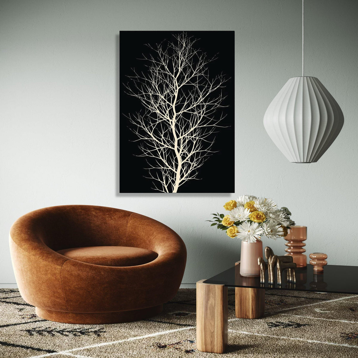 Elegant Bare Tree Silhouette Canvas, Minimalist Black and White Wall Art, Modern Nature Decor, Botanical Branch Gift Art, Home Decor, Print